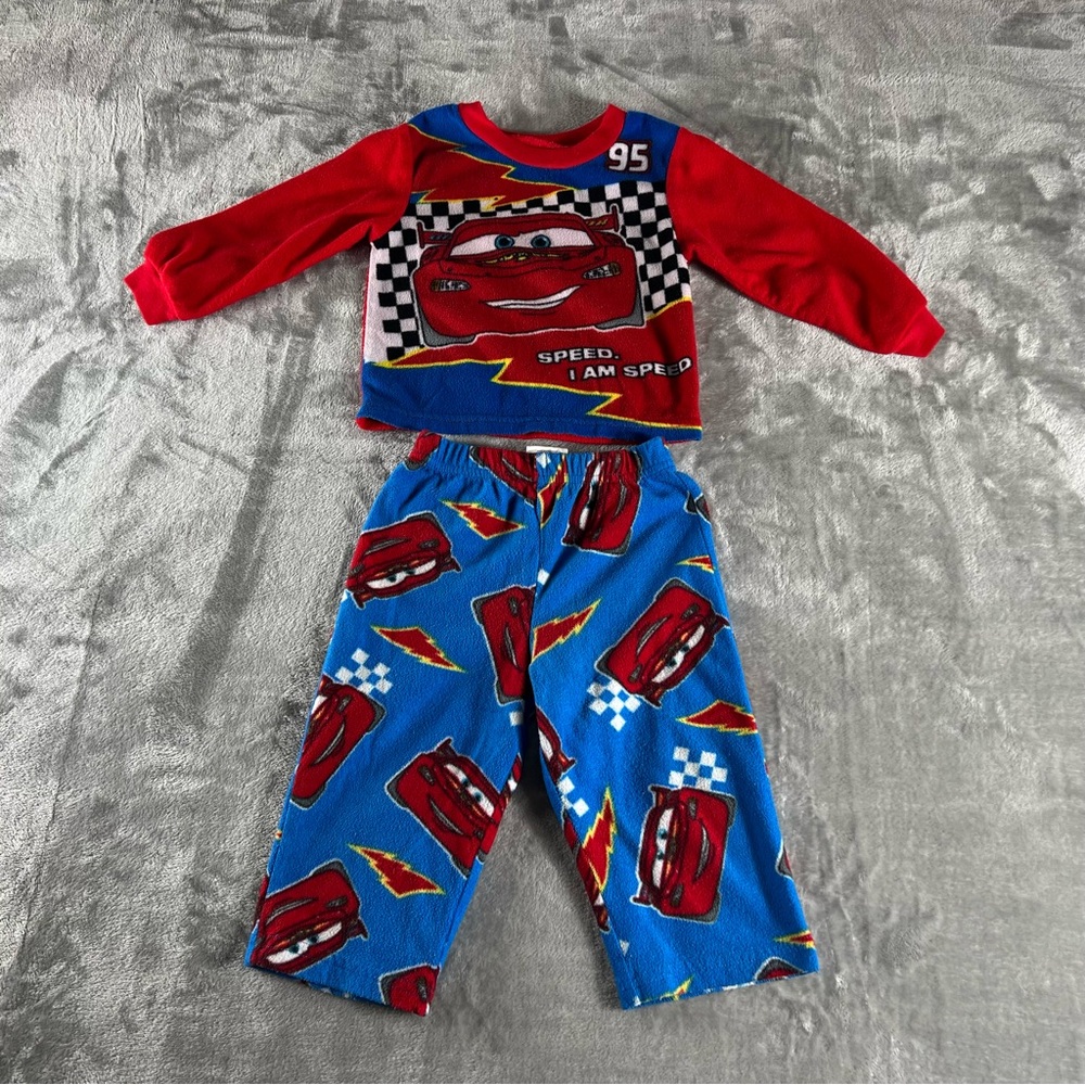 2013Disney/Pixar’s Cars Lightning McQueen Flannel Pajama Set Toddler Sz24M Warm